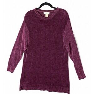 Studio Works Chenille Tunic Sweater - Plus Size 2X - Burgundy/Maroon